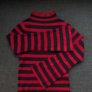 Maeve Red and Navy Striped Long Sleeve Top